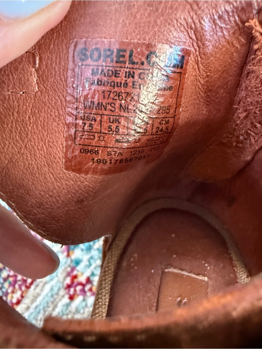 Sorel Joanie II Ankle Strap Wedge Sandals in camel/brown distressed leather. - Picture 5 of 6